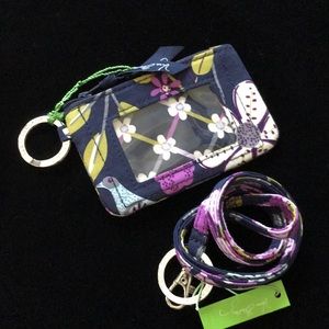 Vera Bradley Lanyard Zip ID Floral Nightingale